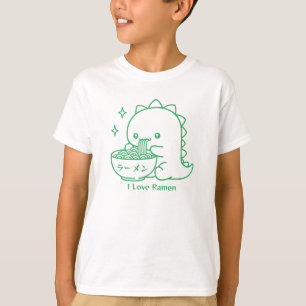 Dinosaur Eating Ramen Noodles Personalized Kawaii T-Shirt