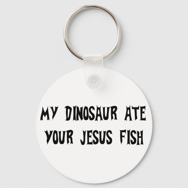 Dinosaur Eats Jesus Fish Keychain (Front)