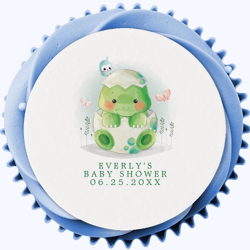 Dinosaur Egg Baby Shower Edible Frosting Rounds