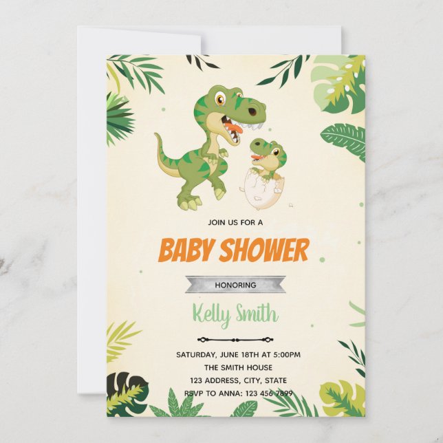 Dinosaur egg baby shower invitation (Front)
