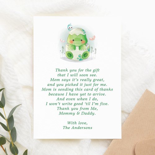Dinosaur Egg Baby Shower Thank You Card