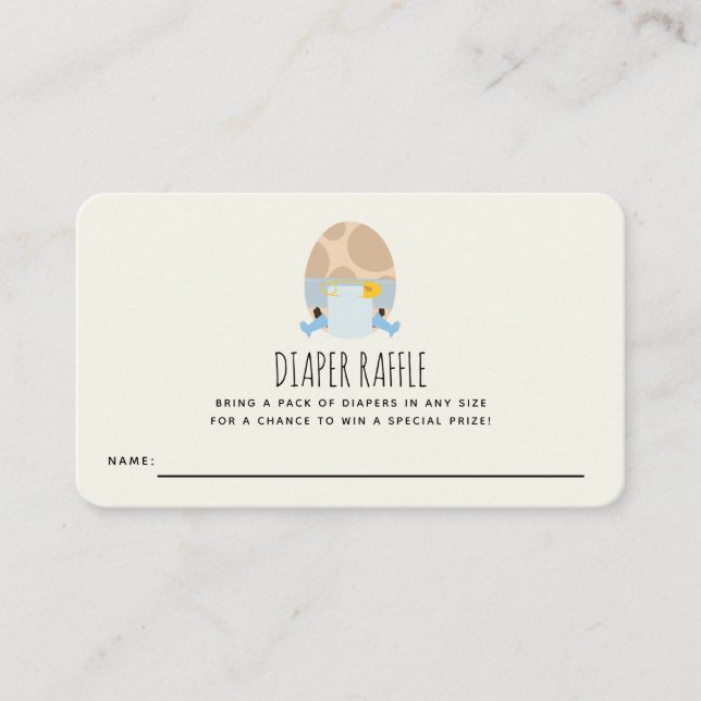 Dinosaur Egg Boy Baby Shower Diaper Raffle Ticket Enclosure Card (Front)