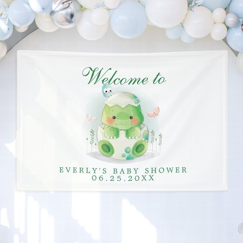 Dinosaur Egg Cute Baby Shower Welcome Banner