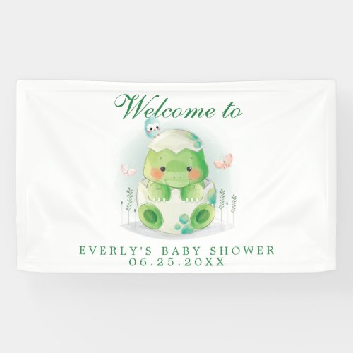 Dinosaur Egg Cute Baby Shower Welcome Banner