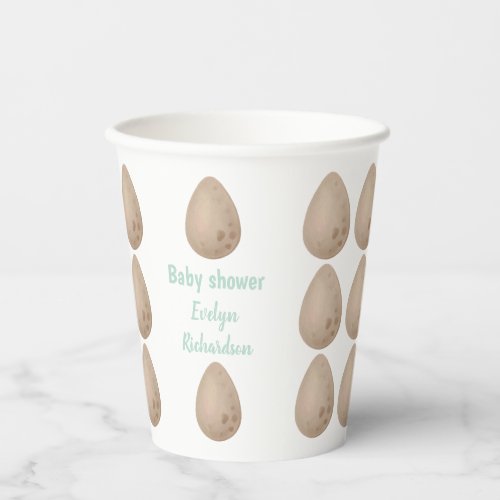 Dinosaur egg cute green baby shower paper cups