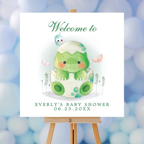 Dinosaur Egg Cute Watercolor Baby Shower Welcome Foam Board