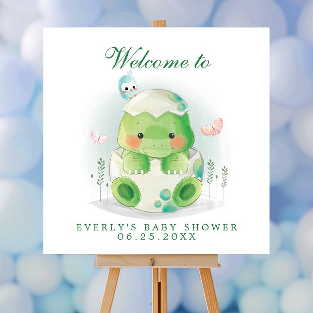 Dinosaur Egg Cute Watercolor Baby Shower Welcome Foam Board (Creator Uploaded)