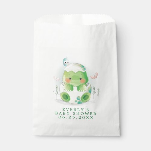 Dinosaur Egg Cute Watercolor Boy Baby Shower Favor Bag