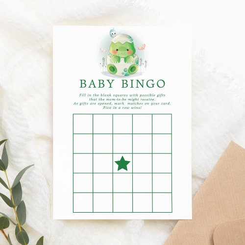 Dinosaur Egg Watercolor Baby Bingo Invitation