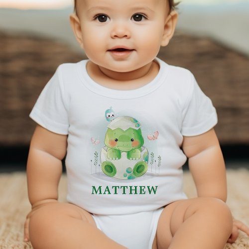 Dinosaur Egg Watercolor Baby Bodysuit