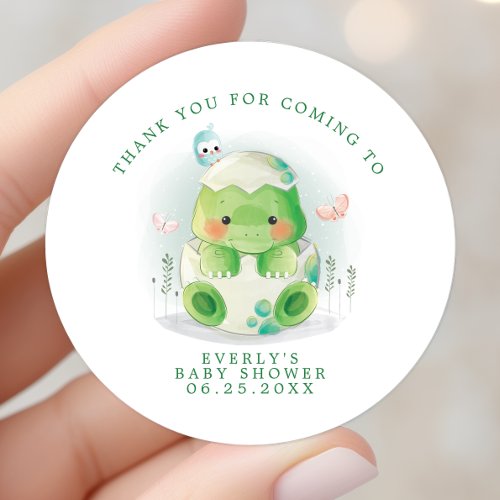 Dinosaur Egg Watercolor Baby Shower Thank You Classic Round Sticker