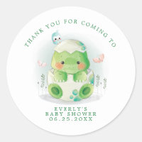 Dinosaur Egg Watercolor Baby Shower Thank You Classic Round Sticker