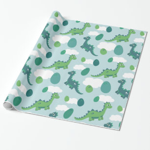 Dinosaur eggs wrapping paper baby blue/green/mint