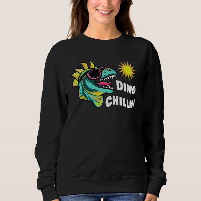 Dinosaur Enjoying The Sunshine In Sunglasses Fun R Sweatshirt (Front)