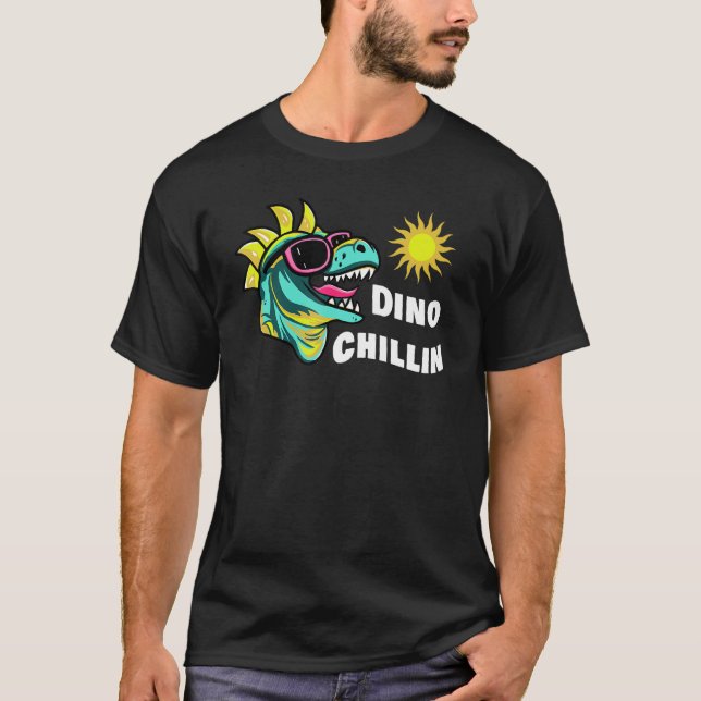 Dinosaur Enjoying The Sunshine In Sunglasses Fun R T-Shirt (Front)