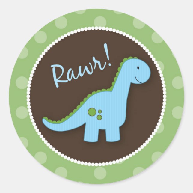 Dinosaur Envelope Seals, Baby Shower Favors Classic Round Sticker (Front)