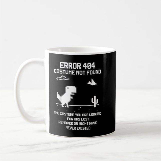 Dinosaur Error 404 Costume Not Found Code Hallowee Coffee Mug (Left)