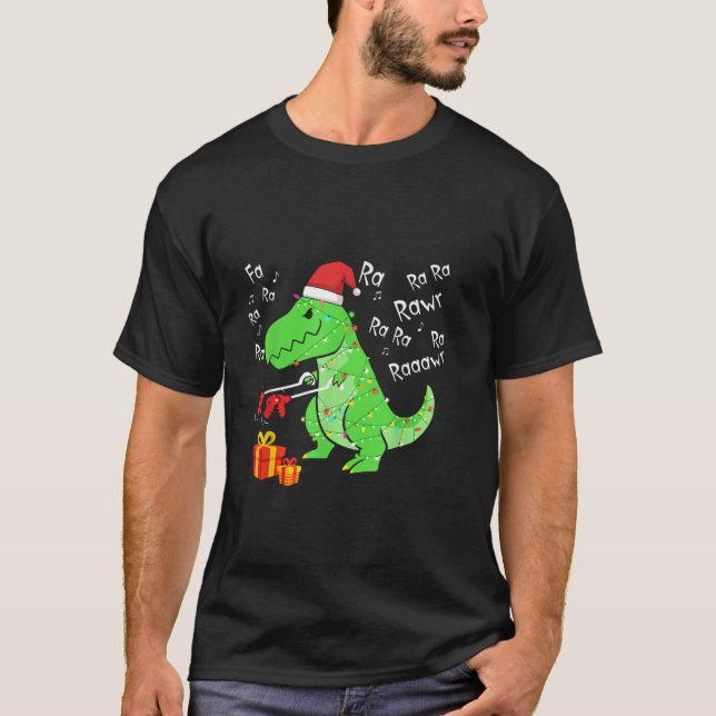 Dinosaur Fa Ra Ra Ra Rawr T Rex Funny Christmas Xm T-Shirt (Front)