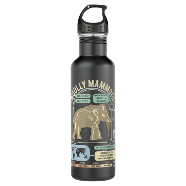 Dinosaur Facts - Woolly Mammoth Science ' Anatomy  Stainless Steel Water Bottle (Front)