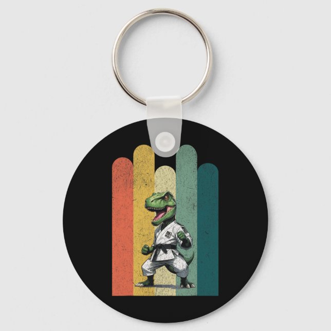 Dinosaur Fans Brave Karate Pride Courage Strength  Keychain (Front)
