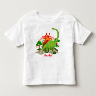 Dinosaur fantasy island DIY name volcano kids Toddler T-shirt