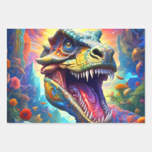 Dinosaur Fantasy T-Rex Wrapping Paper Sheets