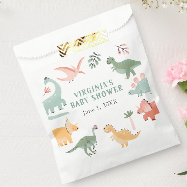 Dinosaur  favor bag (Dinosaur Theme Decor Baby Shower Favor Bag by Painted Paperie
)