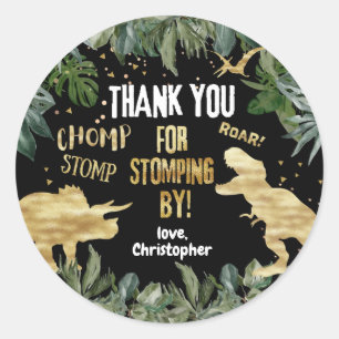 Dinosaur Favour Thank You Stomping By Classic Round Sticker