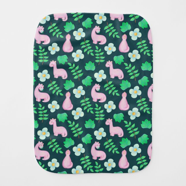 Dinosaur Femininity Baby Burp Cloth (Front)