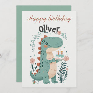 Dinosaur Fifth Birthday Greeting Card