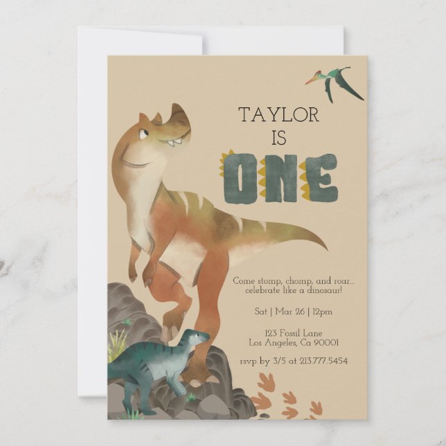 Dinosaur First Birthday Invitation (Front)