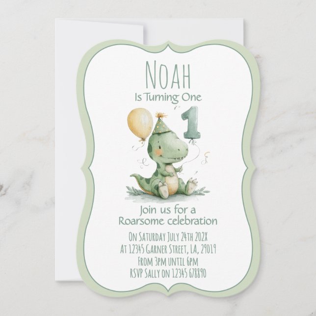 Dinosaur First Birthday Invitation (Front)