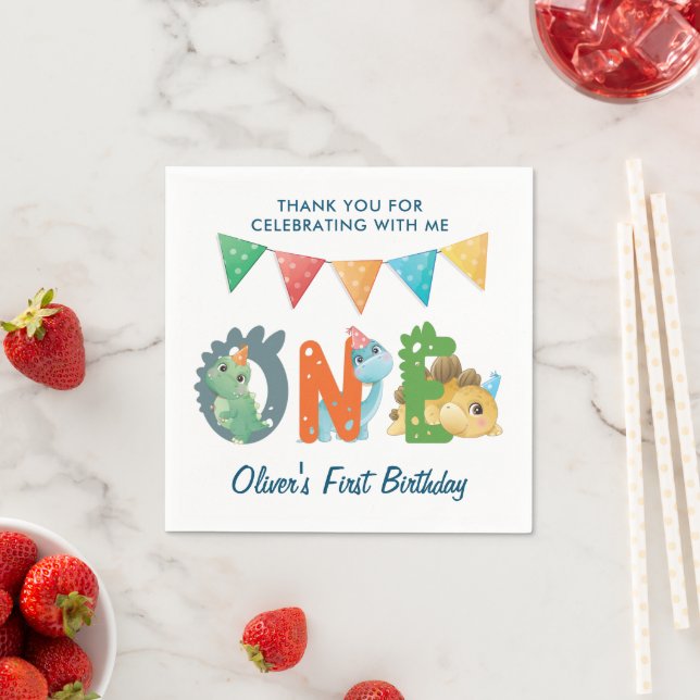 Dinosaur First Birthday  Napkins (Insitu)