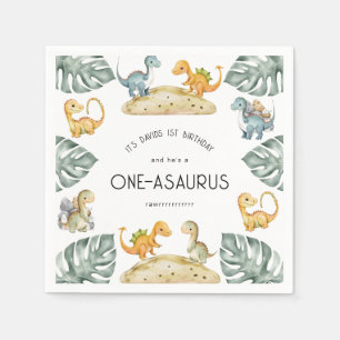 Dinosaur First Birthday Oneasaurus Party Napkins