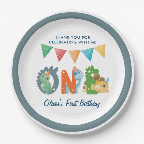 Dinosaur First Birthday  Paper Plates