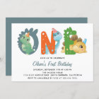 Dinosaur First Birthday Party  Invitation
