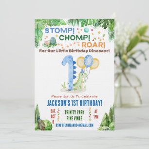 Dinosaur First Birthday Party Invitation