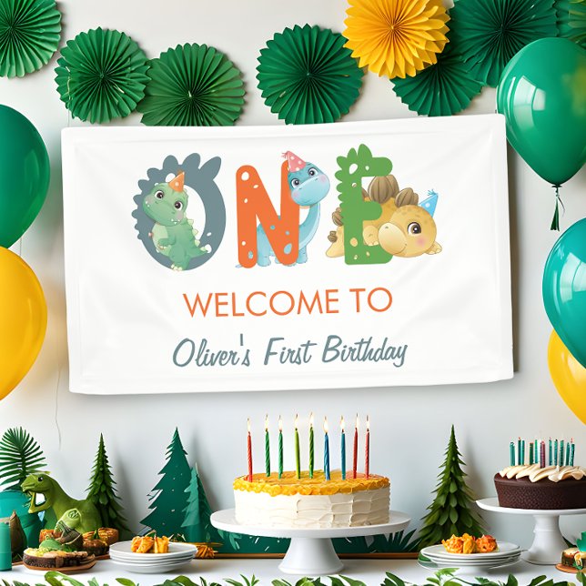 Dinosaur First Birthday Party  Welcome Banner (Creator Uploaded)