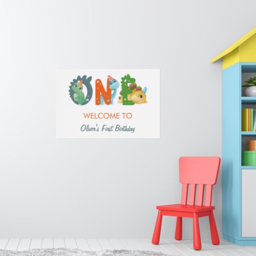 Dinosaur First Birthday Party  Welcome Poster