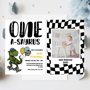 Dinosaur First Birthday, Skateboard Dinos 1 st  Invitation