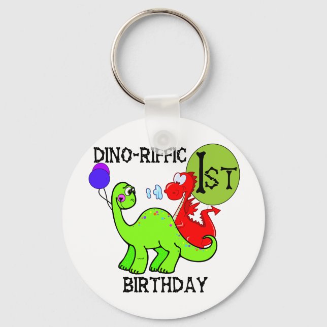 Dinosaur First Birthday Tshirts and Gifts Keychain (Front)