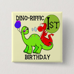 Dinosaur First Birthday Tshirts and Gifts Pinback Button