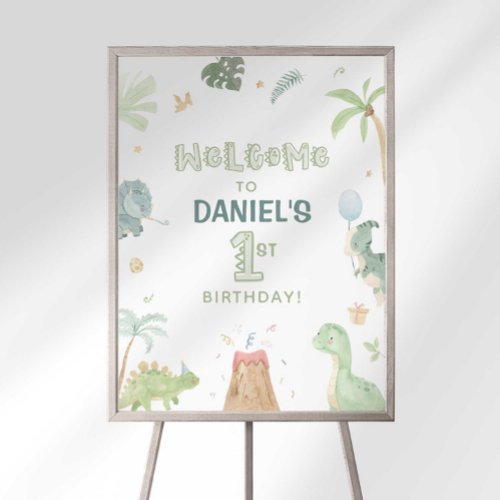 Dinosaur First Birthday Welcome Sign