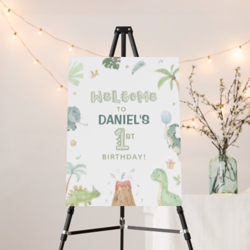 Dinosaur First Birthday Welcome Sign