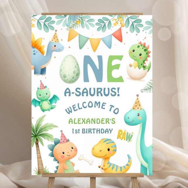 Dinosaur First Birthday Welcome Sign Foam Board (Creator Uploaded)