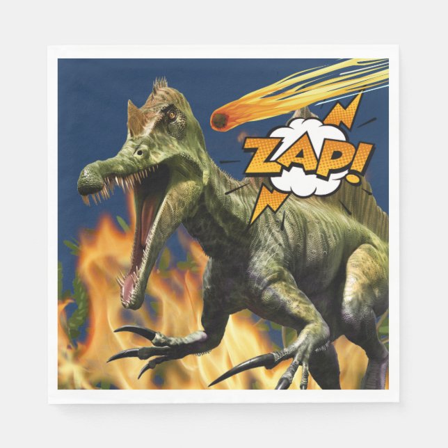 Dinosaur flames t-rex zap meteor fire boys napkins (Front)