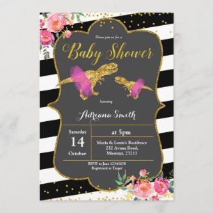 Dinosaur Floral Baby Shower Invitation