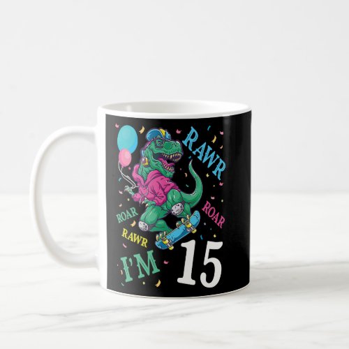 Dinosaur Flying And Balloons Rawr Roar Birthday I Coffee Mug