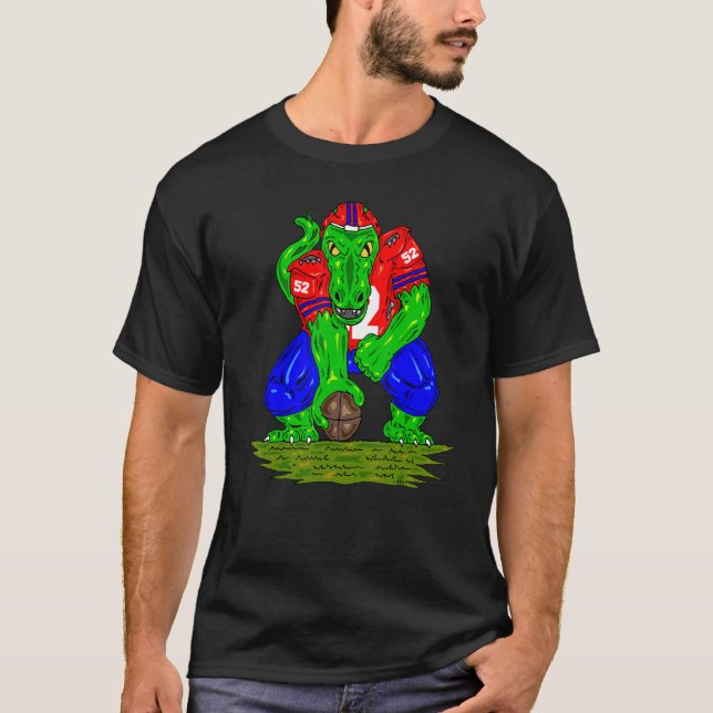 Dinosaur Football Football Center Rex Dino Footbal T-Shirt (Front)