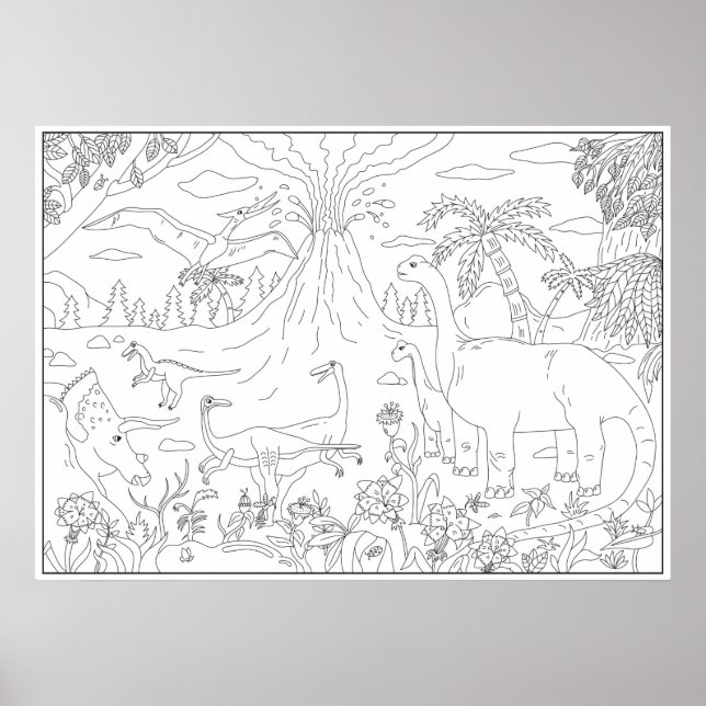 Dinosaur for coloring poster (Front)
